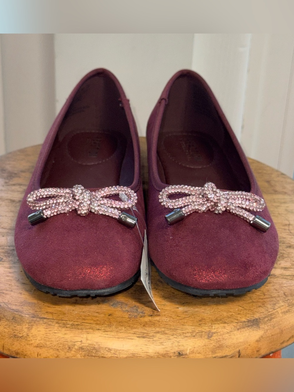 Kenneth Cole Reaction Elstree Jewel Ballet Flats Women 7 Burgundy Rhinestone NWT - Picture 8 of 16